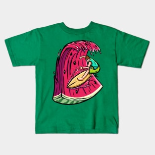 Watermelon Surfing Kids T-Shirt